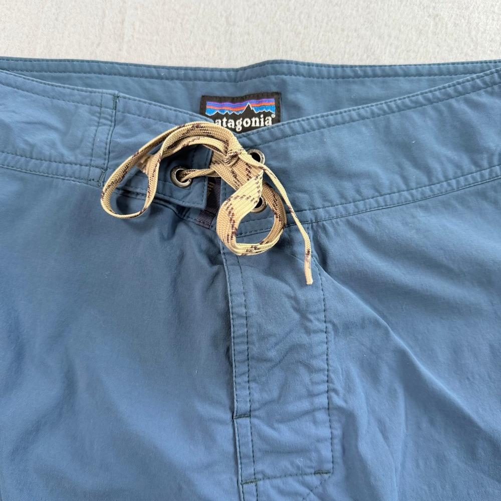 Patagonia Board Shorts Mens 32 Blue Lace Up Side Pocket Swim Trunks Surf Hiking - Picture 7 of 8